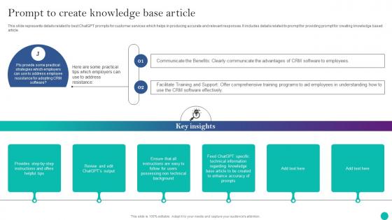 Implementing ChatGPT In Customer Support Prompt To Create Knowledge Base Article ChatGPT SS V