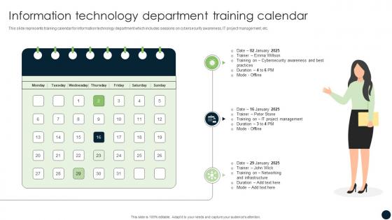 Information Technology Department Training Calendar