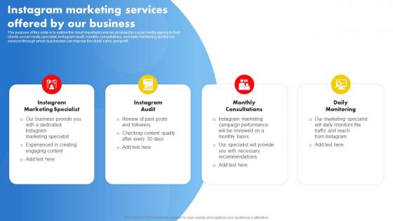 Instagram Marketing Services Offered By Our Business Social Media Advertising Proposal