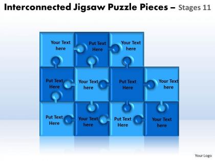 Interconnected jigsaw puzzle pieces stages 11 powerpoint templates