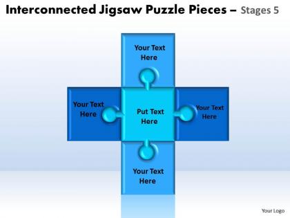 Interconnected jigsaw puzzle pieces stages 5 powerpoint templates