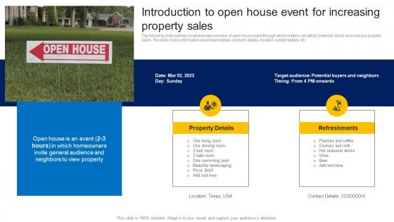 Introduction To Open House Event For Increasing How To Market Commercial And Residential Property MKT SS V