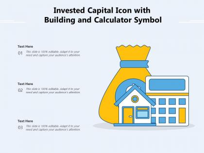 Invested capital icon with building and calculator symbol