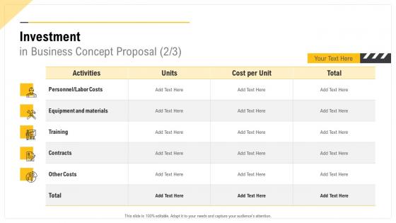 Investment in business concept proposal ppt slides format