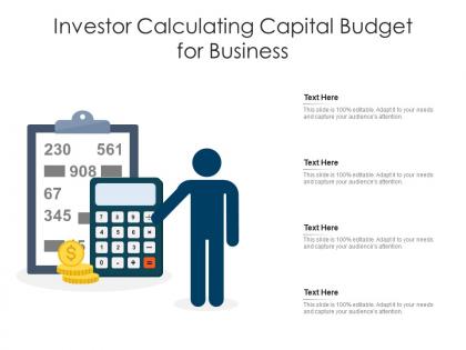 Investor calculating capital budget for business