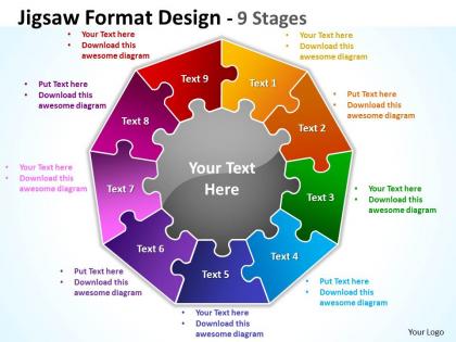 Jigsaw format diagram design 9 stages 5