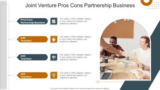 Joint Venture Pros Cons Partnership Business In Powerpoint And Google Slides Cpb