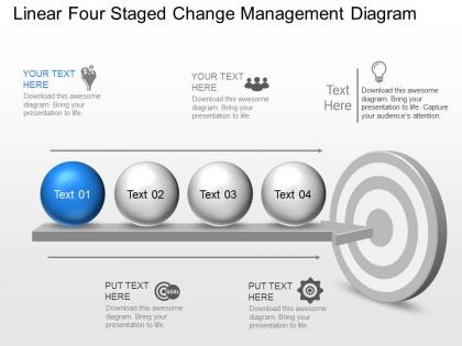 Kt linear four staged change management diagram powerpoint template