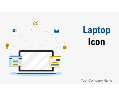 Laptop Icon Business Statistics Circle Growth Gear Connection Strategy Organization