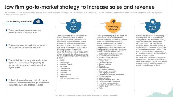 Law Firm Go To Market Strategy To Increase Legal Services Business Plan BP SS