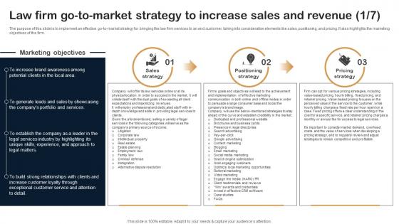 Law Firm Go To Market Strategy To Increase Sales And Revenue Legal Firm Business Plan BP SS