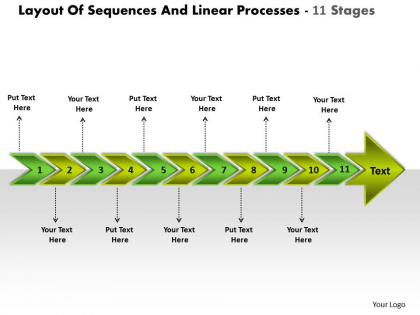 Layout of sequences and linear processes 11 stages powerpoint transformer templates