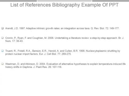 List of references bibliography example of ppt