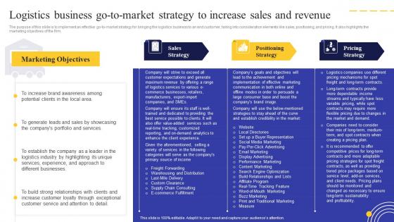 Logistics Business Plan Logistics Business Go To Market Strategy To Increase Sales And Revenue BP SS