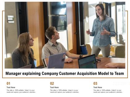 Manager explaining company customer acquisition model to team