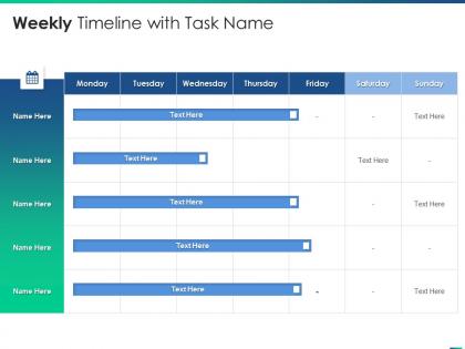 Managing product introduction to market weekly timeline with task name