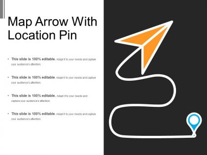 Map arrow with location pin