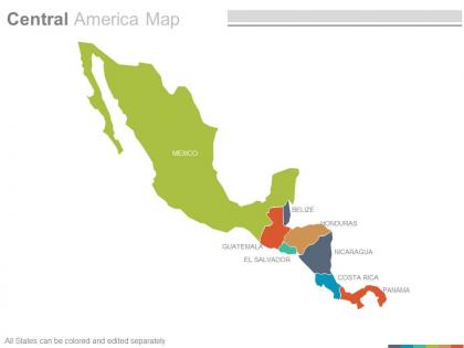 Maps of central american america region countries in powerpoint