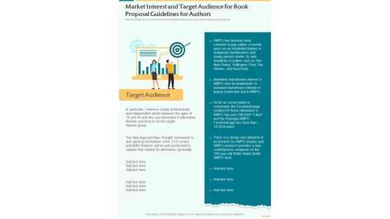 Market Interest And Target Audience For Book Proposal Guidelines For Authors One Pager Sample Example Document