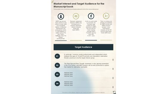 Market Interest And Target Audience For The Manuscript Book One Pager Sample Example Document