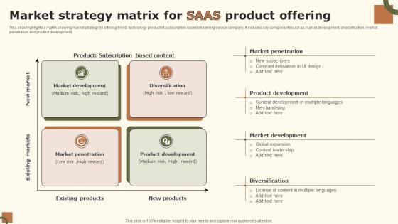 Market Strategy Matrix For SAAS Product Offering