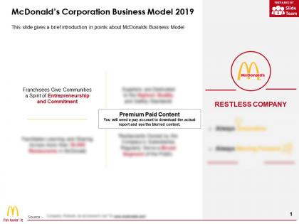 Mcdonalds corporation business model 2019