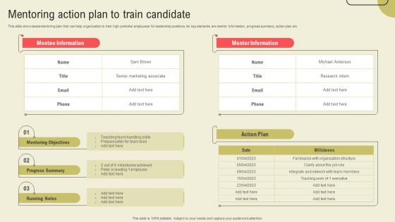 Mentoring Action Plan To Train Candidate Succession Planning Guide