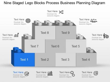 Mv nine staged lego blocks process business planning diagram powerpoint template slide