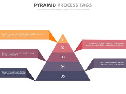 New five staged pyramid process tags flat powerpoint design