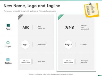 New name logo and tagline overlapping ppt powerpoint presentation graphics