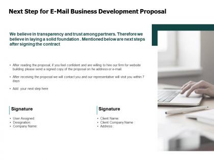 Next step for e mail business development proposal server ppt powerpoint presentation layouts example file