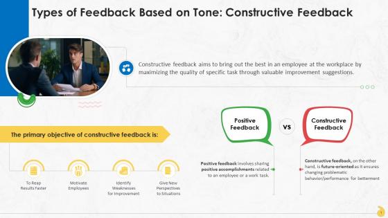 Objectives Of Constructive Feedback At Workplace Training Ppt