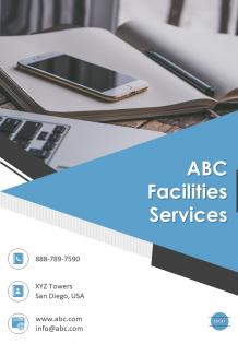 One page abc facilities services contact us page annual work summary report infographic ppt pdf document