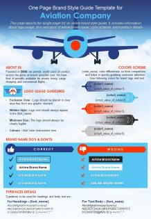 One page brand style guide template for aviation company presentation report infographic ppt pdf document