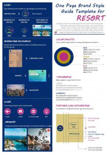 One page brand style guide template for resort presentation report infographic ppt pdf document