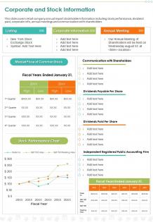 One page corporate and stock information presentation report infographic ppt pdf document