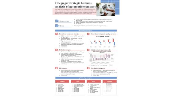 One Pager Business Strategy Presentation Report Infographic Ppt Pdf Document