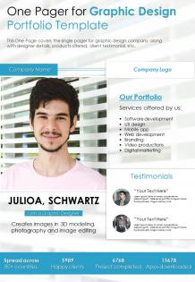 One pager for graphic design portfolio template presentation report infographic ppt pdf document