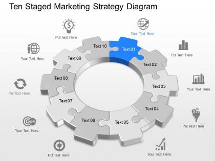 One ten staged marketing strategy diagram powerpoint template