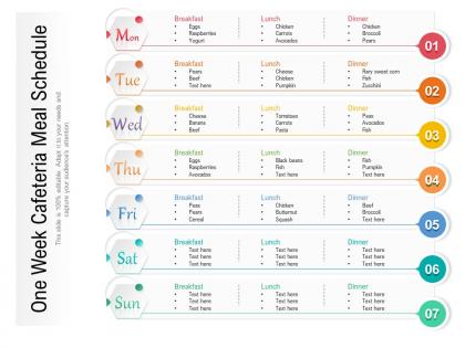 One week cafeteria meal schedule