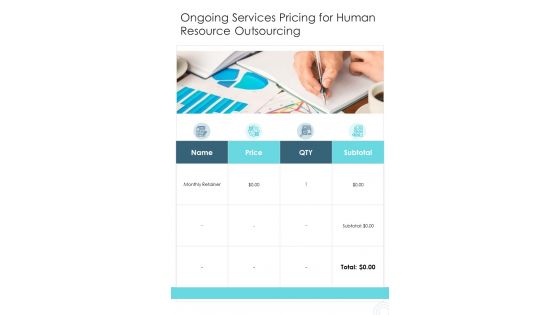 Ongoing Services Pricing For Human Resource Outsourcing One Pager Sample Example Document