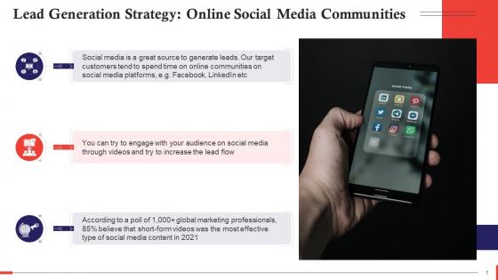 Online Social Media Communities As A Lead Generation Strategy Training Ppt