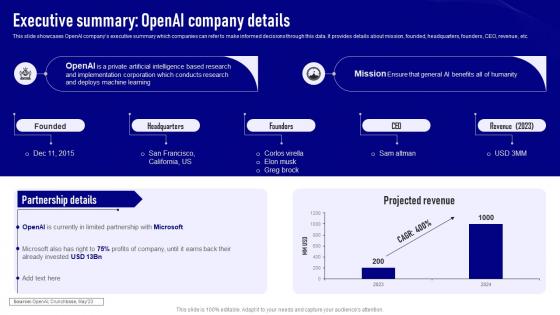 Openai Api Everything You Need Executive Summary Openai Company Details ChatGPT SS V