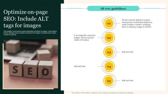 Optimize On Page SEO Include Alt Tags For Images Marketing Strategies To Grow Your Audience