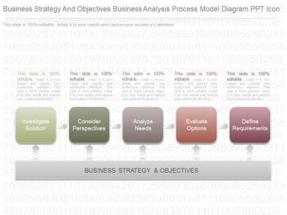 Original business strategy and objectives business analysis process model diagram ppt icon