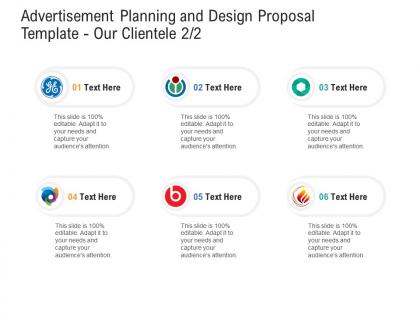 Our clientele advertisement planning and design proposal template ppt powerpoint slides portrait