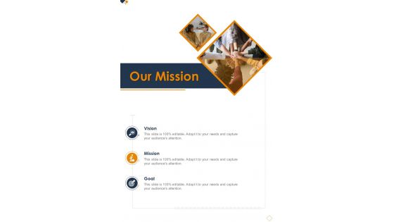 Our Mission Business Advisory Proposal One Pager Sample Example Document