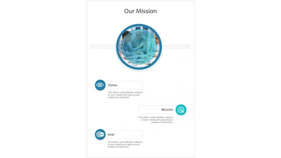 Our Mission Business Proposal Template One Pager Sample Example Document