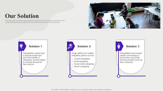 Our Solution Audience Targeting Solution Investor Funding Elevator Pitch Deck