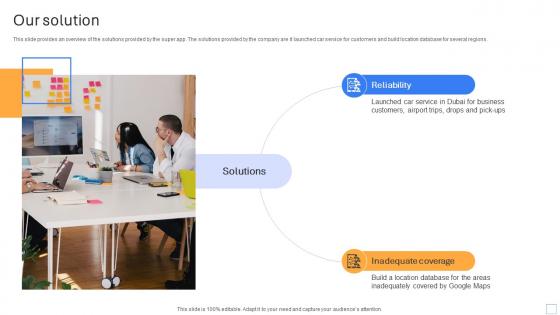 Our Solution Cab Ride Service Investor Funding Pitch Deck